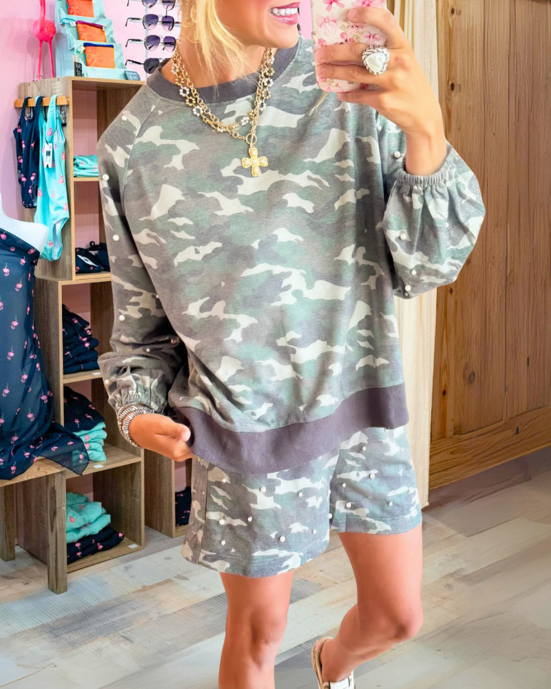 Retro Camouflage Shorts Set
