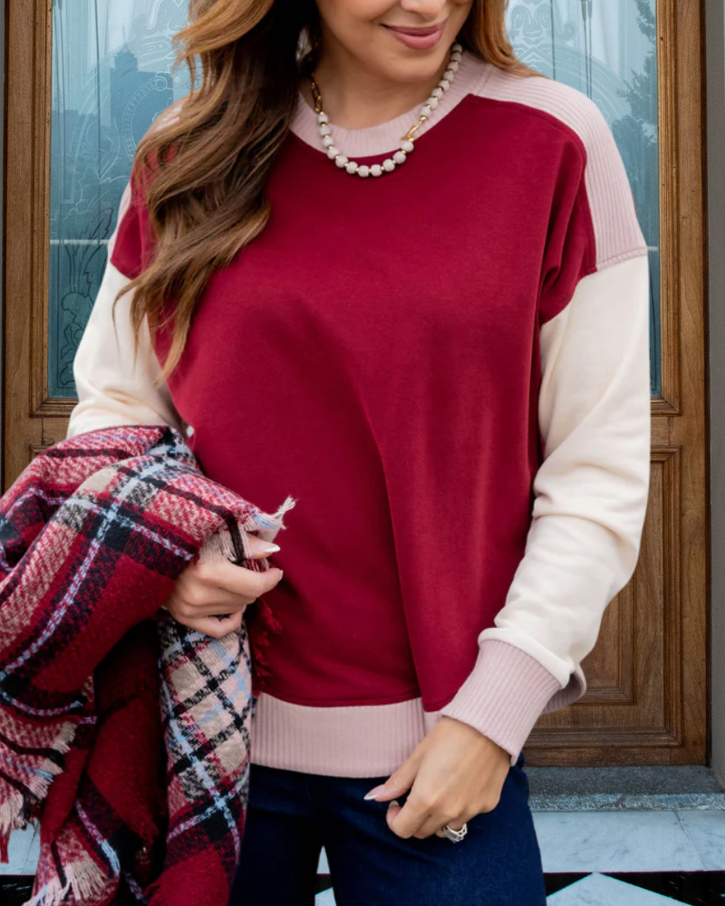 Stylish Colorblock Crewneck Sweatshirt