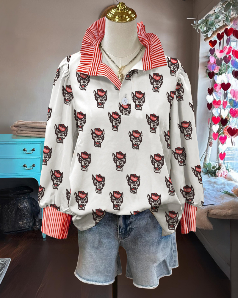 NC State Wolfpack Stripe Trim Top