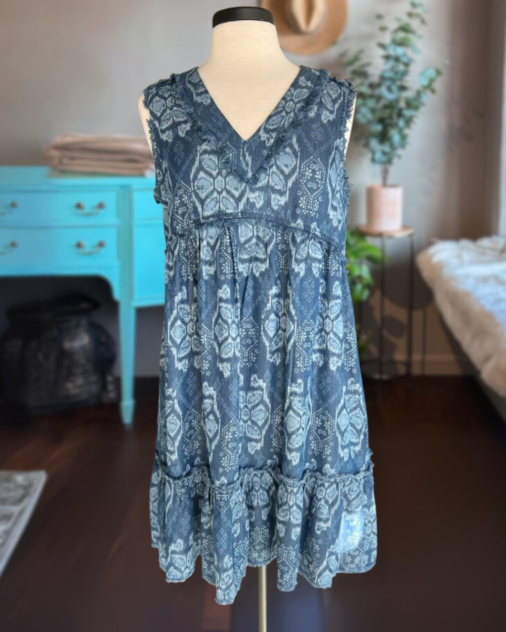 Retro Smudged Boho Dress