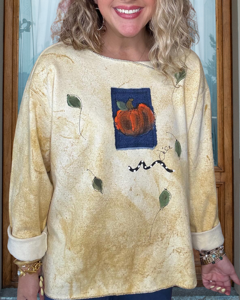 Pumpkin Embroidered Patch Sweatshirt