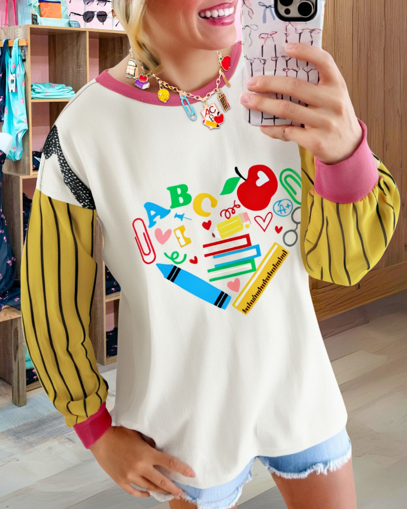 Fun Pencil Sleeve Sweatshirt