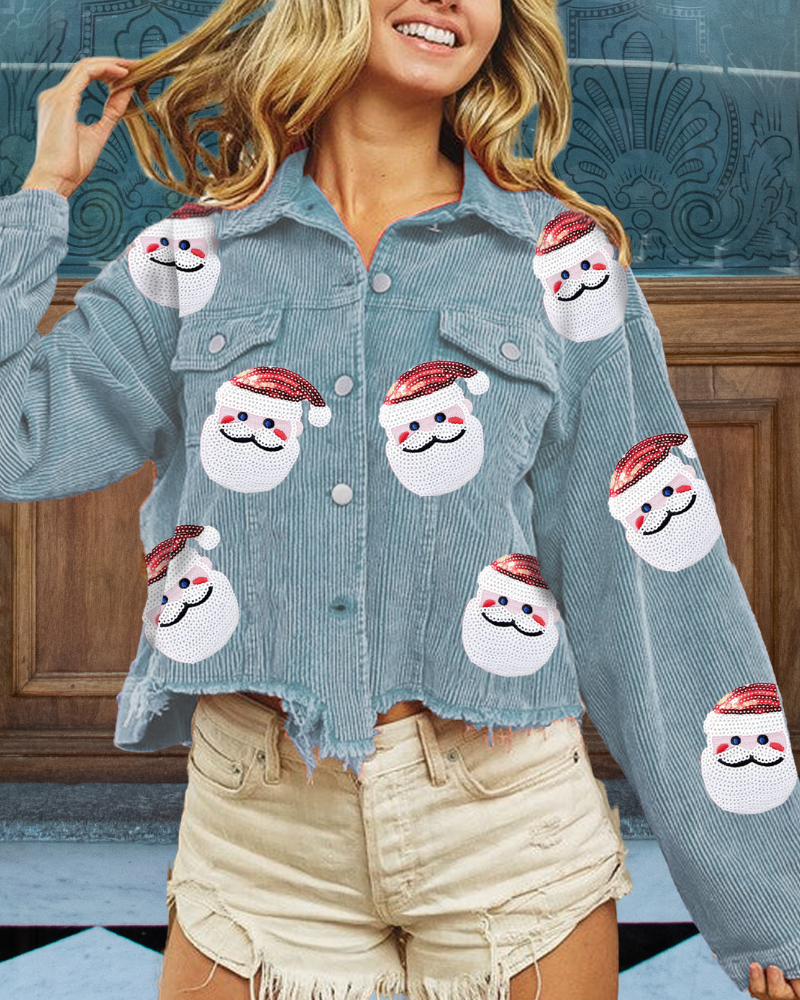 Cheerful Santa Claus Sequin Jacket