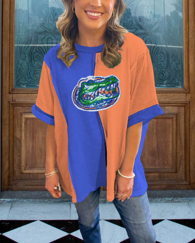 Sequin Florida Gators Colorblock Top