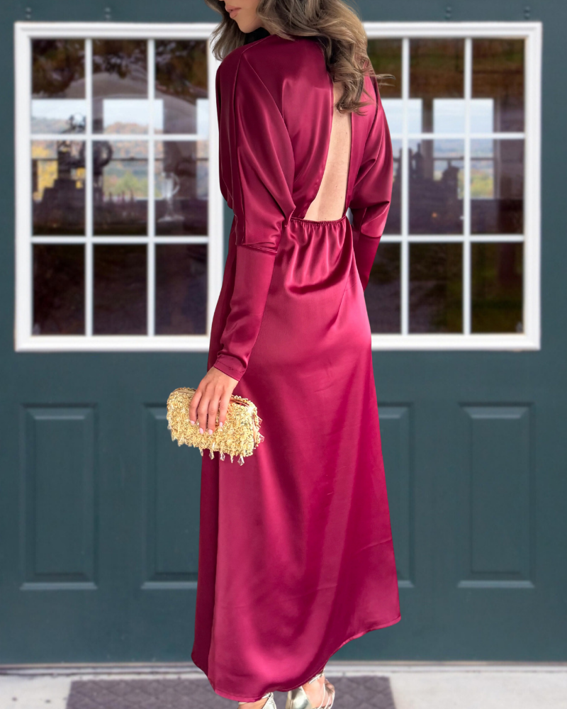 Elegant Slit V-Neck Maxi Dress