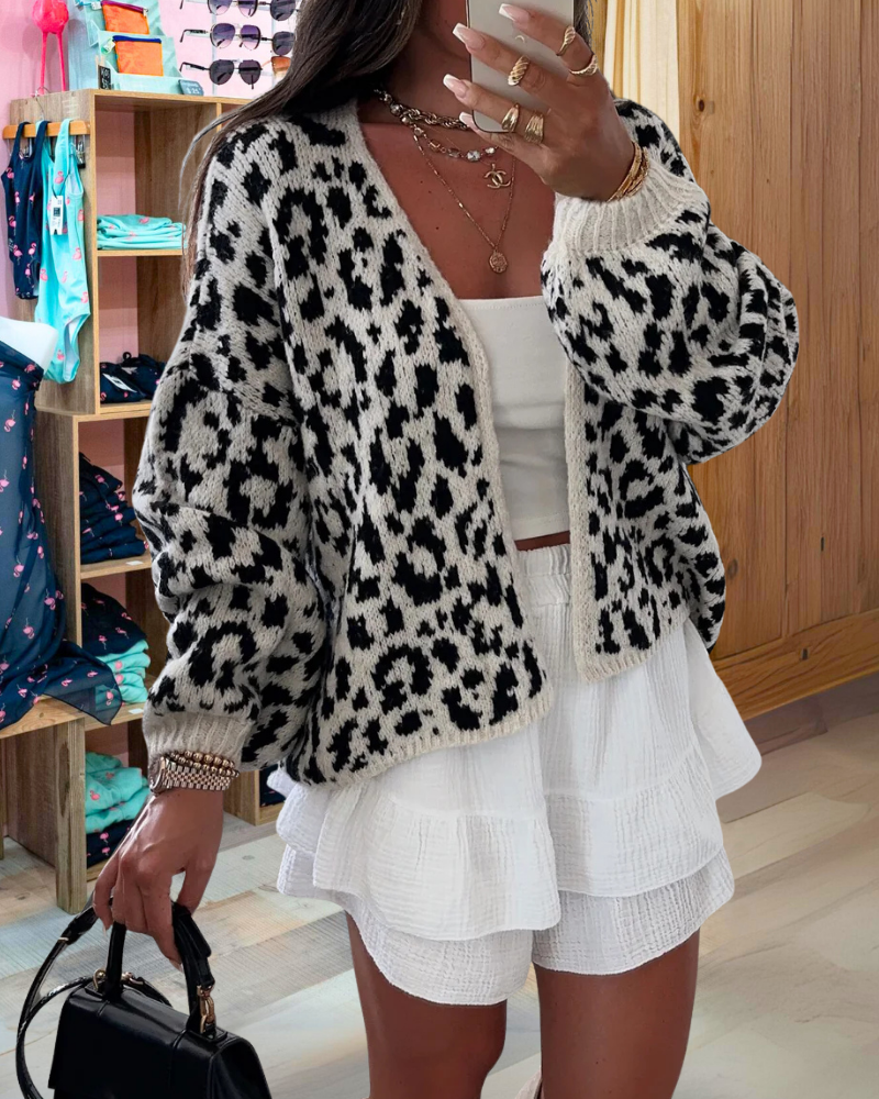Trendy Leopard Print Cardigan