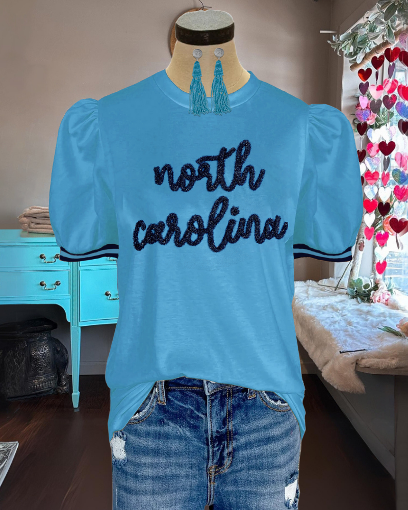 UNC Rameses Embroidered Top