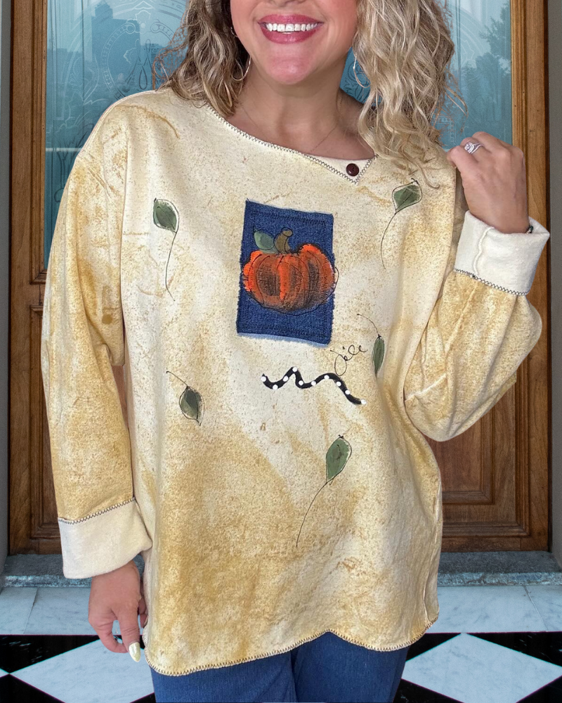 Pumpkin Embroidered Patch Sweatshirt