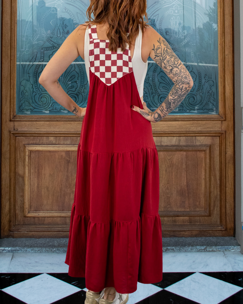 Plaid Patchwork Sleeveless Dress