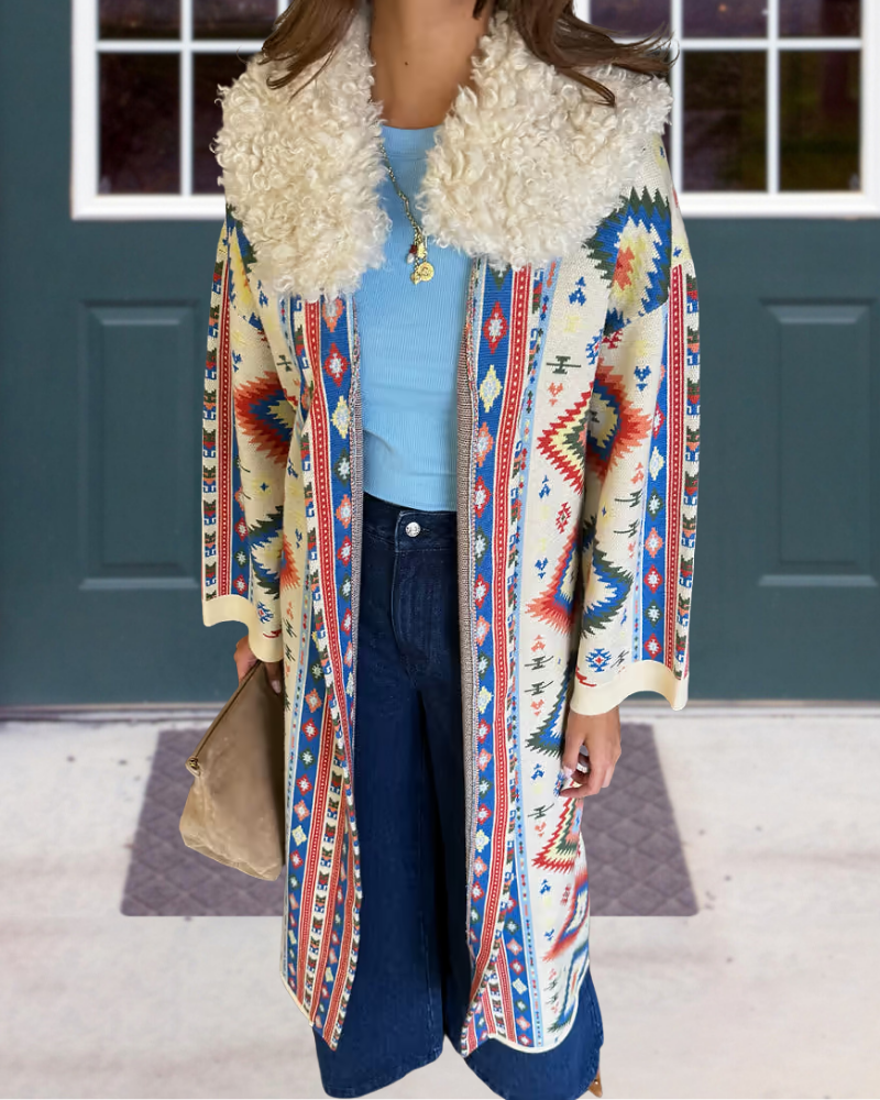 Unique Geometric Wool Coat