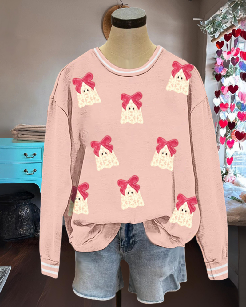 Cute Playful Bow Ghost Sweatshirt