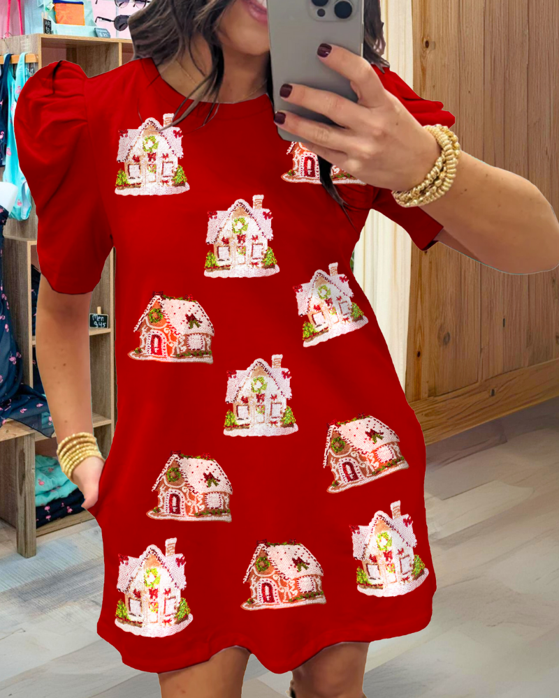 Christmas House Sequin Dress