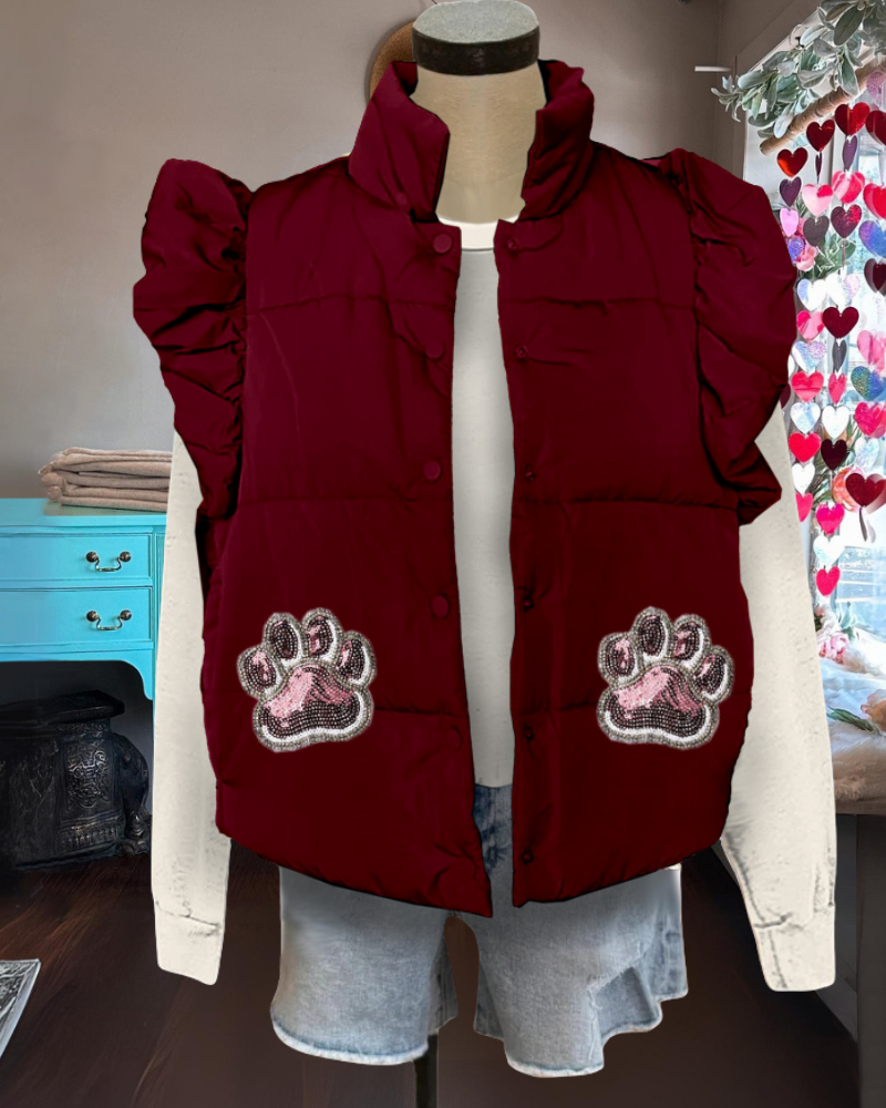 MSU State Sequined Vest Jacket
