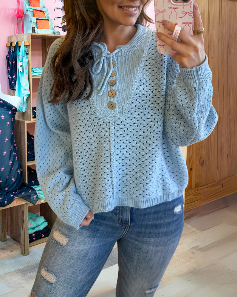 Polka Dot Open-Knit Sweater