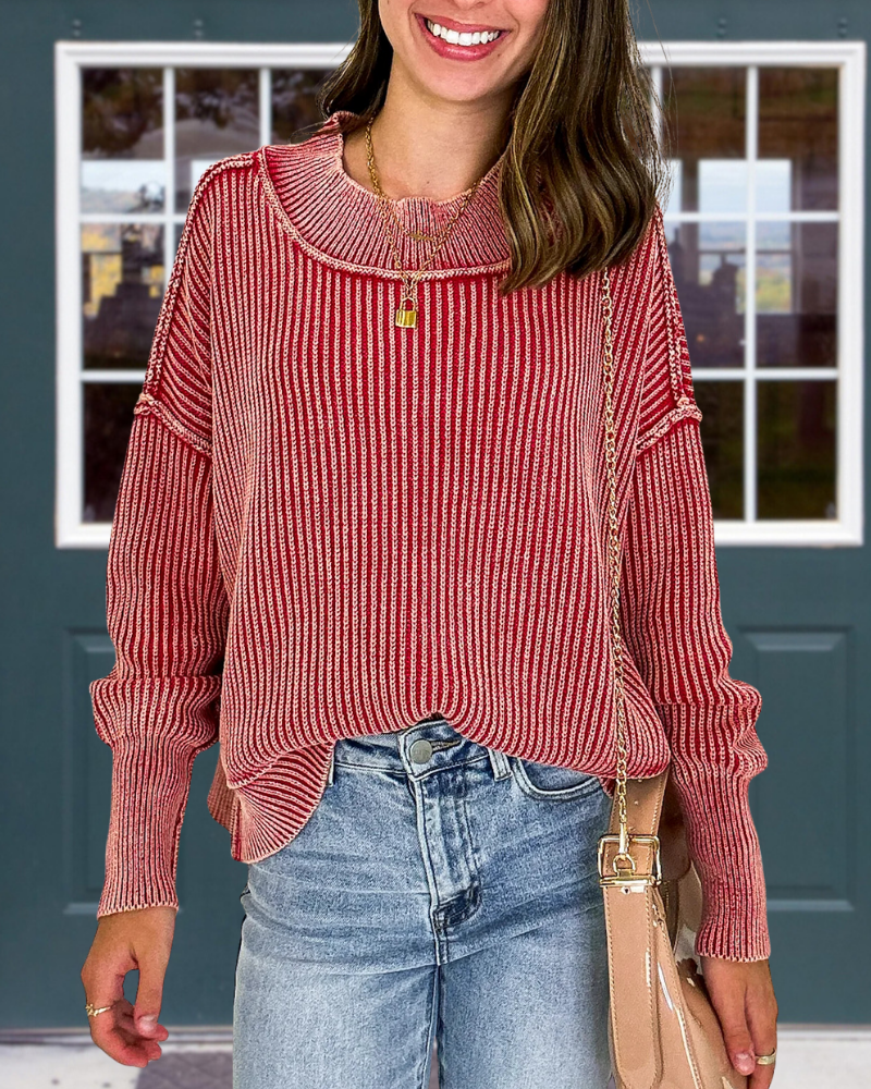 Trendy Retro Ribbed Pullover