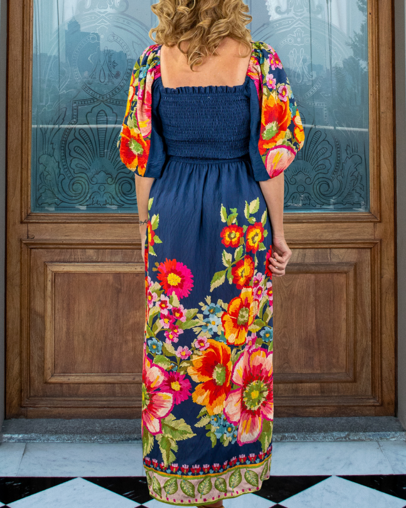 Glamour Floral Pleated Maxi Dress