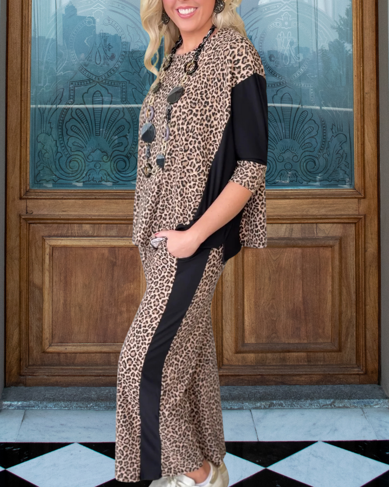 Stylish Leopard Colorblock Set