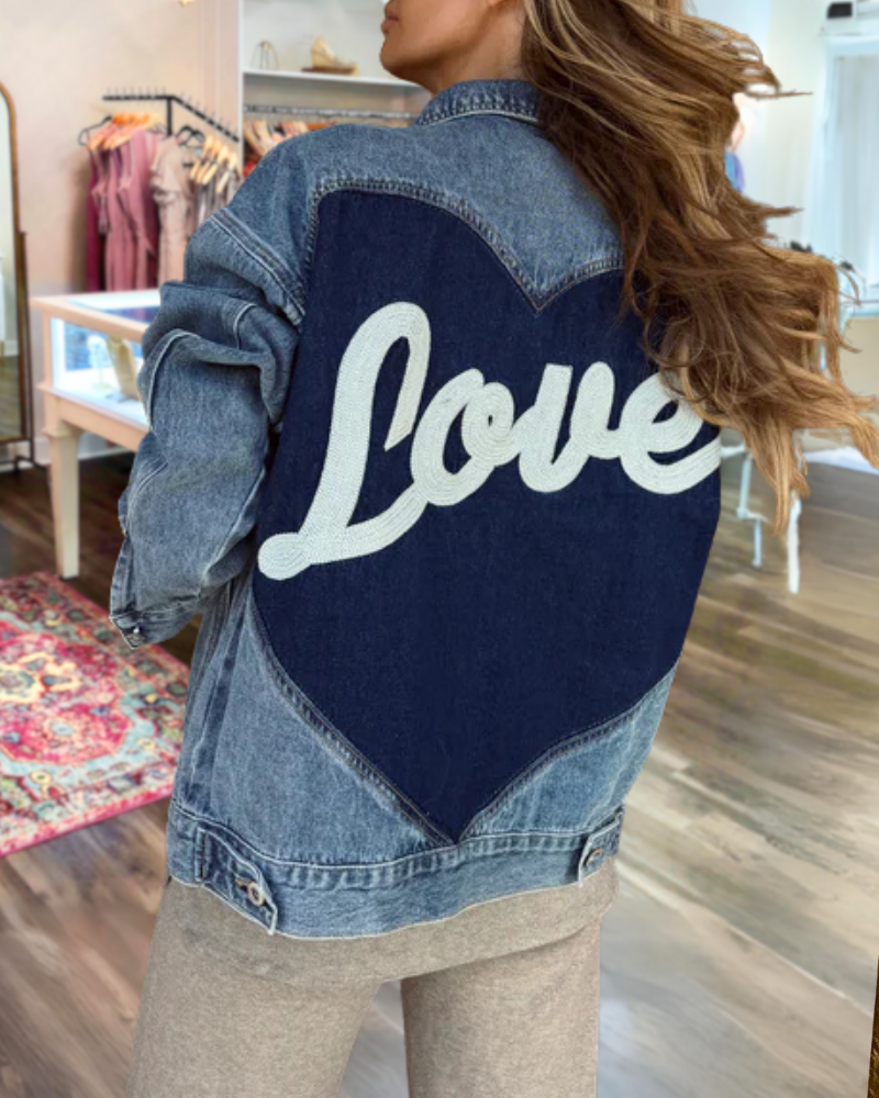 Love Heart Denim Patchwork Jacket