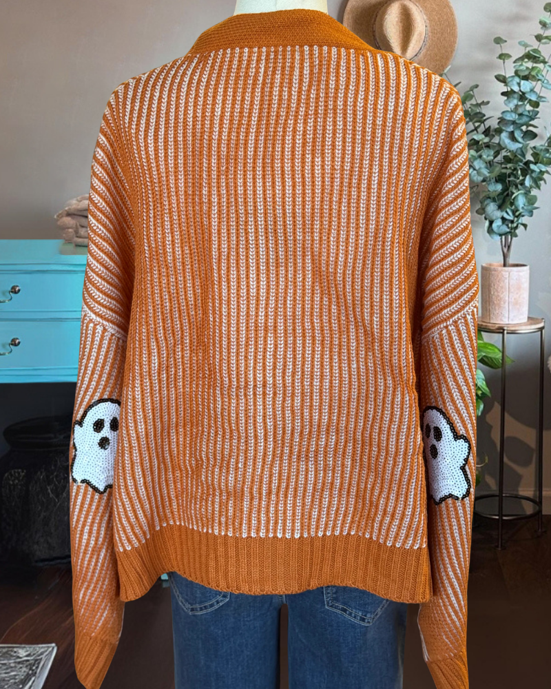 Stylish Ghost Sequin Knit Cardigan