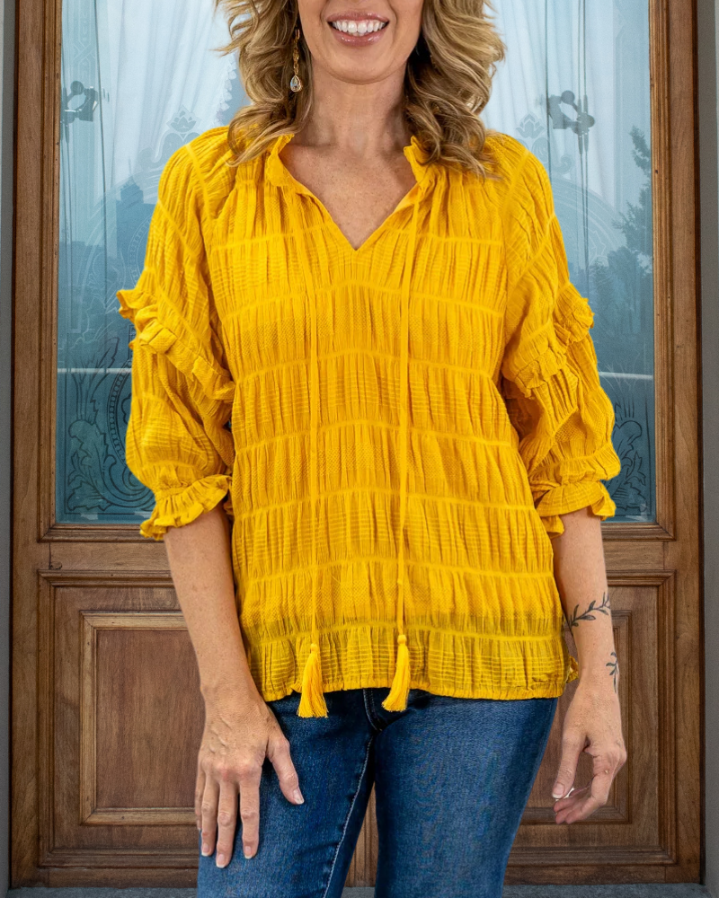 Stylish Ruffled Pleated Top