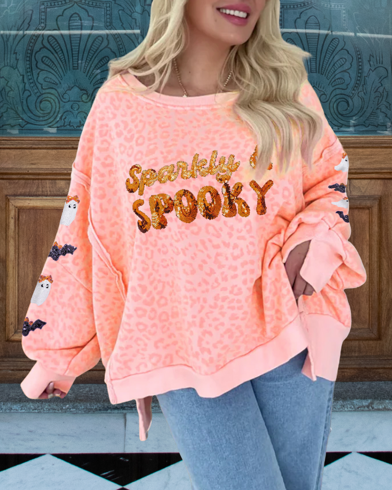 Halloween Sequin Sparkly Spooky Sweatshirt