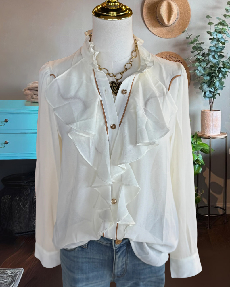 Elegant Flowy Ruffle Blouse