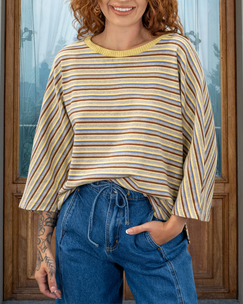 Casual Striped Crewneck Top