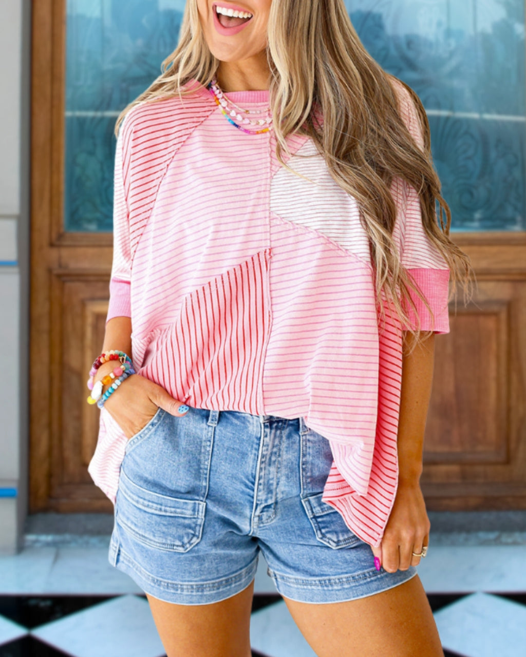 Patchwork Stripe Slouch Tee