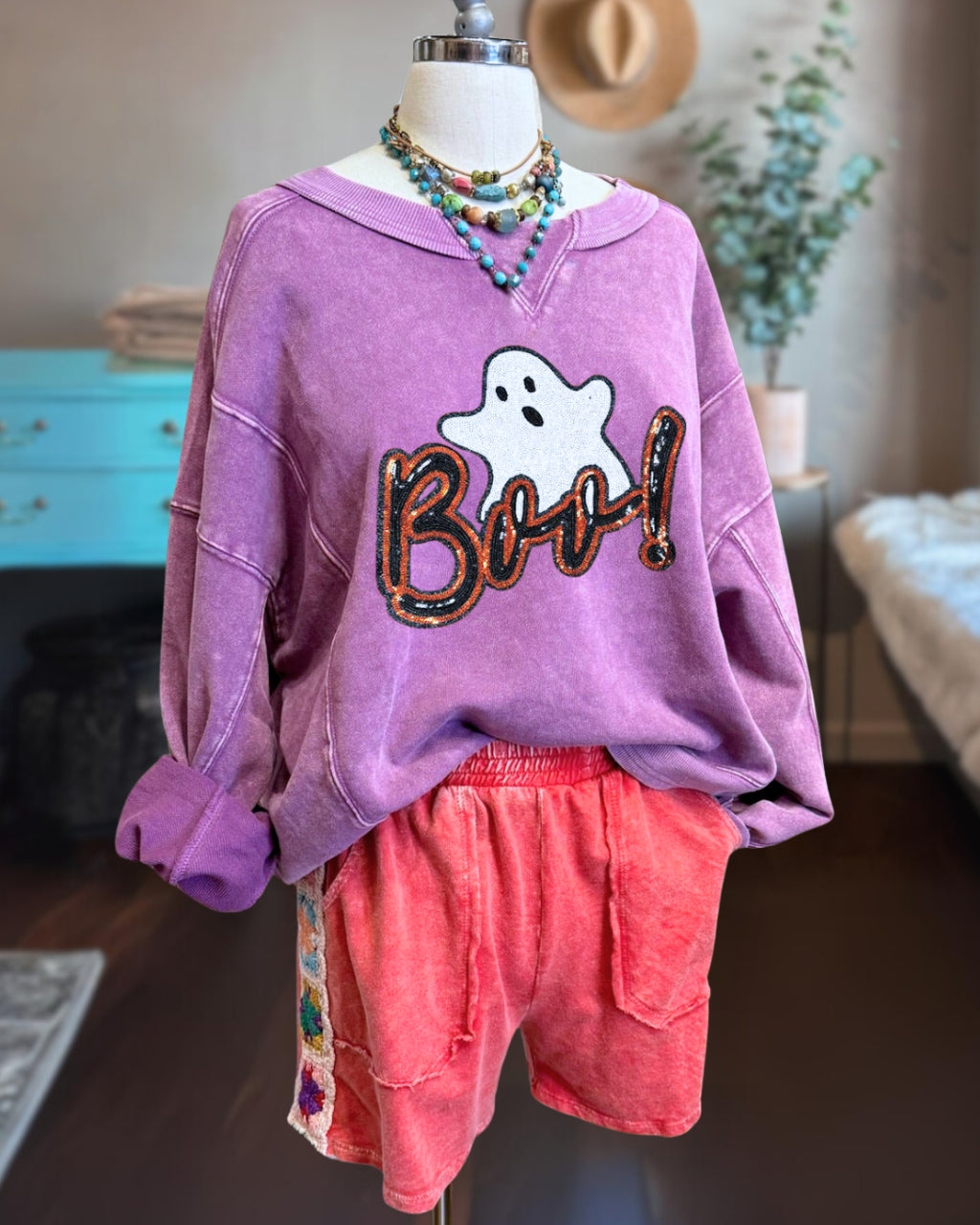 Boo Ghost Sequin Sweatshirt
