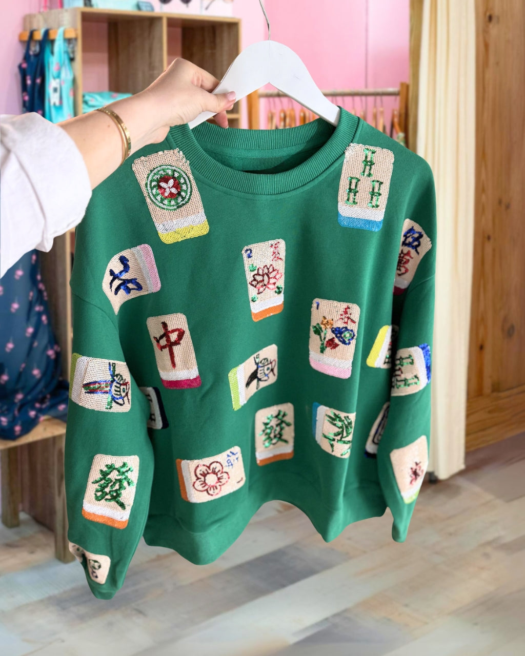 Relaxed Sequin Mahjong Sweatshirt