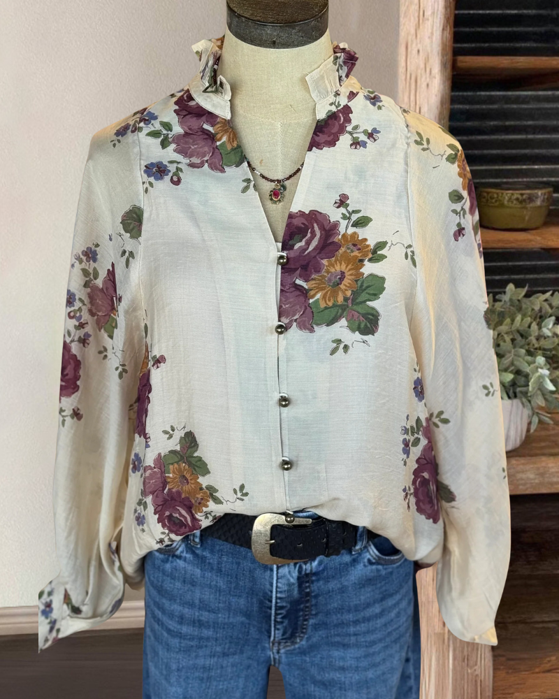 Floral Embroidered V-Neck Top