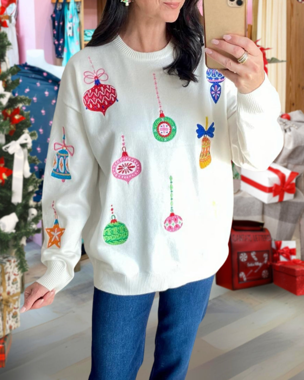 Cute Christmas Ornament Embroidered Sweatshirt