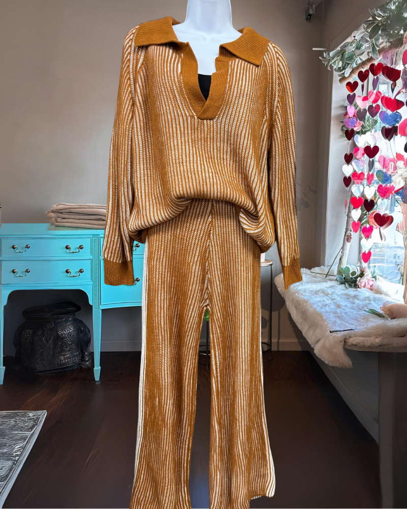 Chic Striped Sweater Set