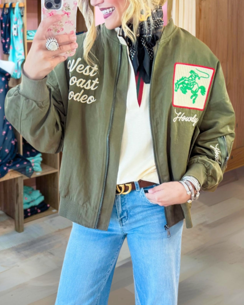 Vintage Style Western Embroidered Bomber Jacket