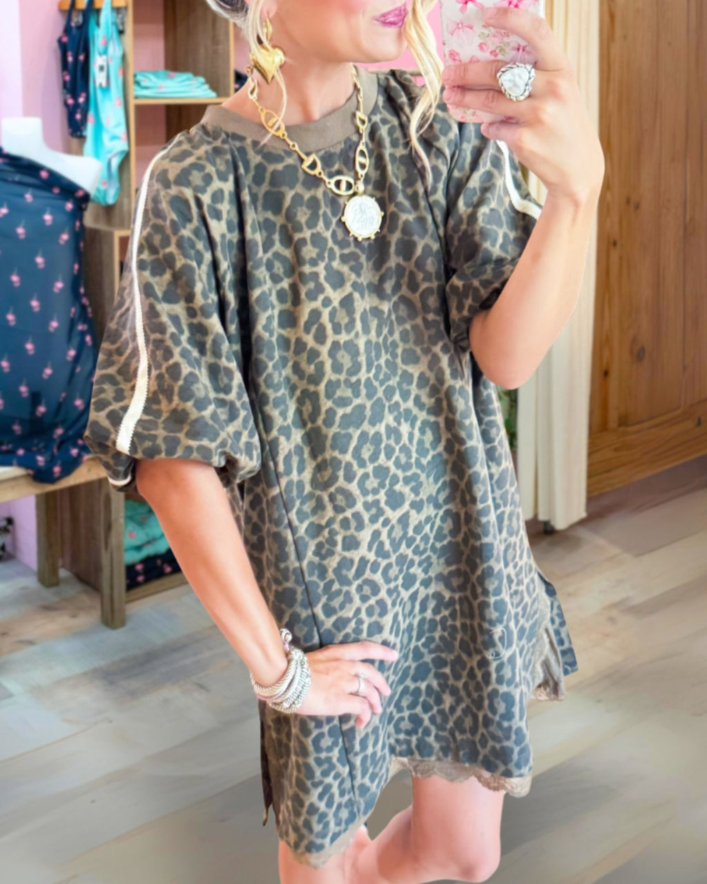 Leopard Puff Sleeve Dress
