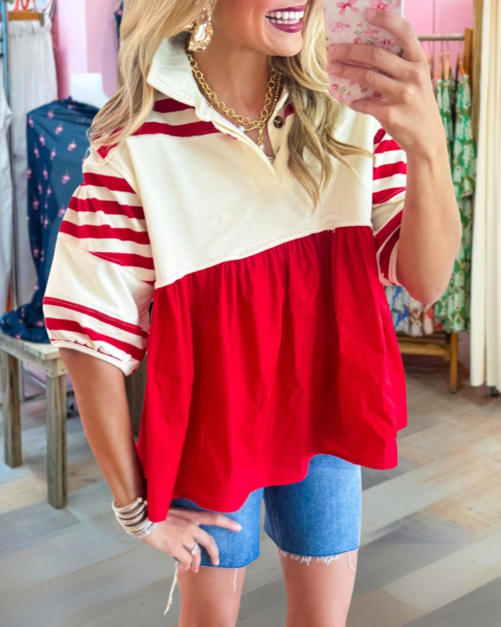 Puff and Play Striped Top