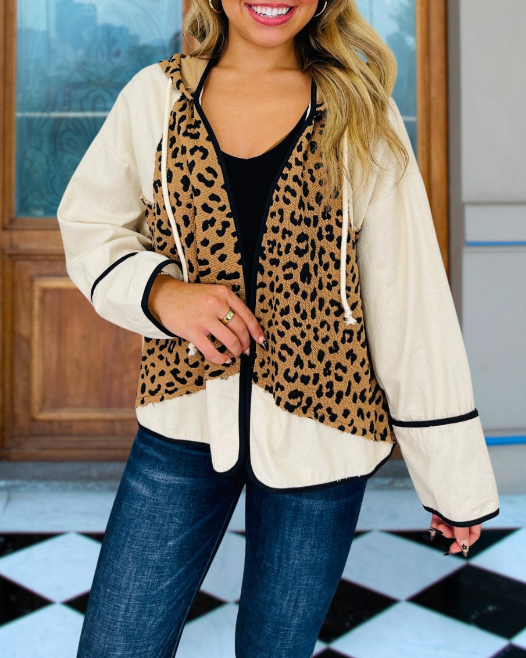 Playful Leopard Hoodie Jacket