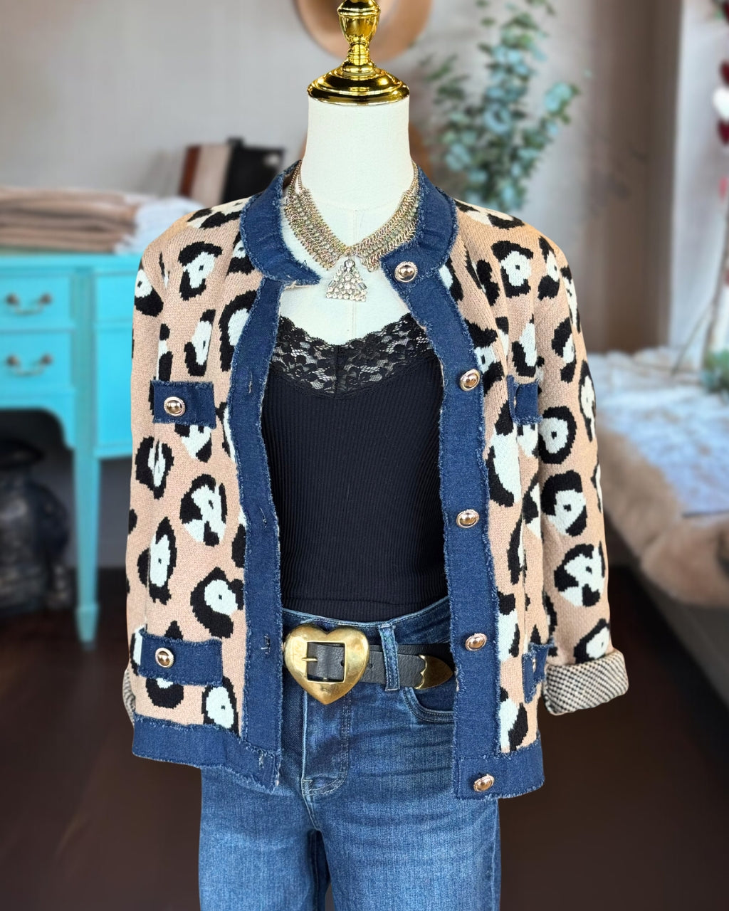 Fun Leopard Denim Jacket