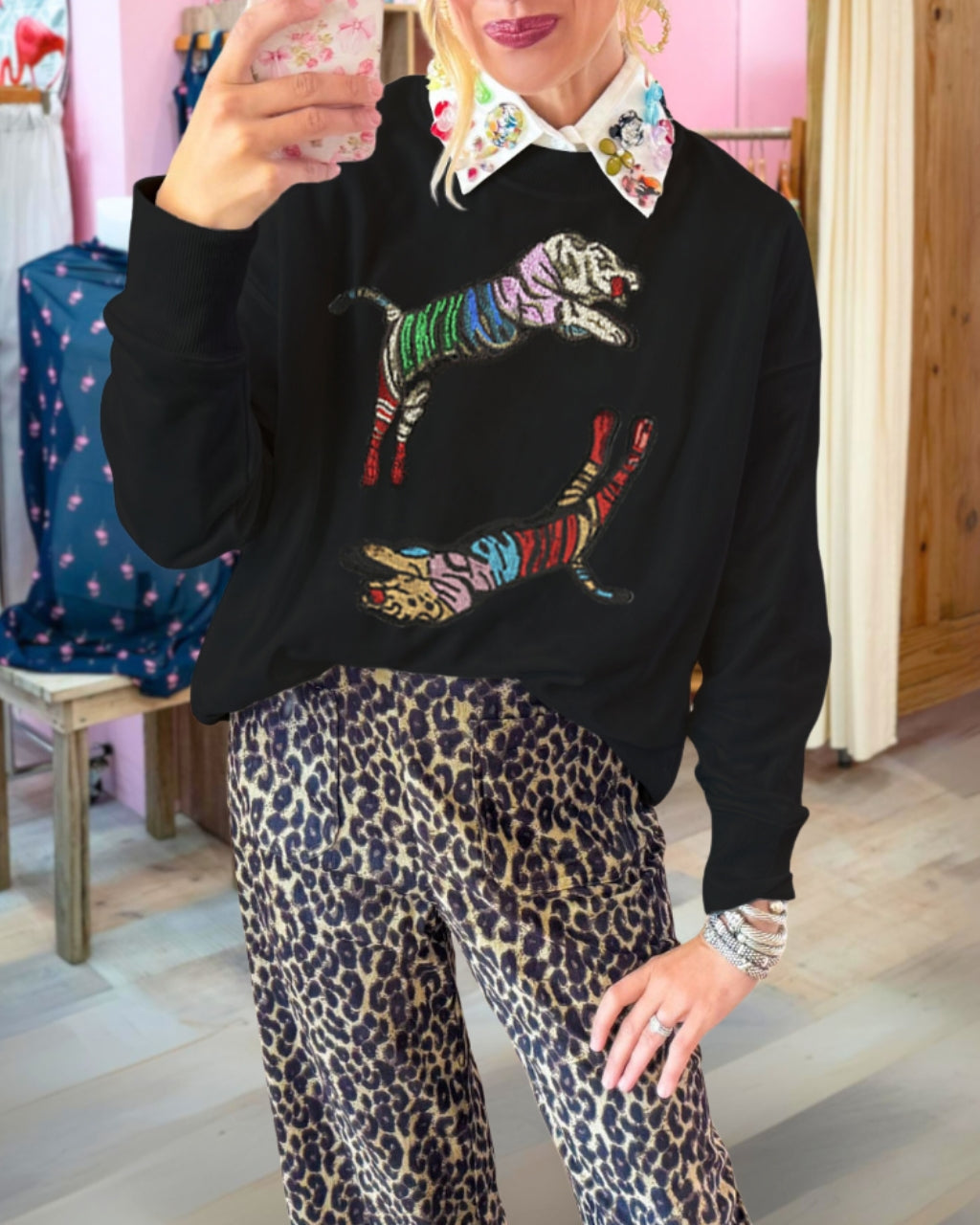 Twin Tiger Sequin Sweatshirt
