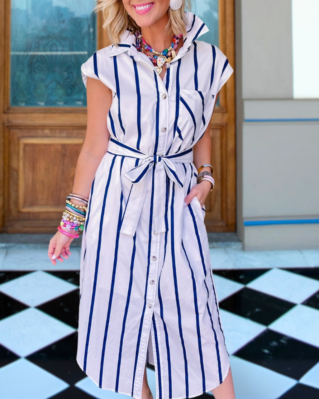 Breezy Satin Stripe Dress