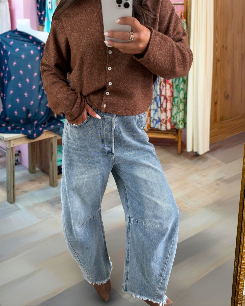 Chic Barrel Leg Denim Pants