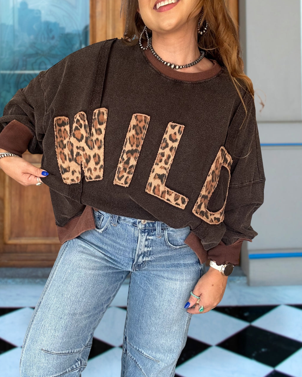 Wild Leopard Patch Pullover