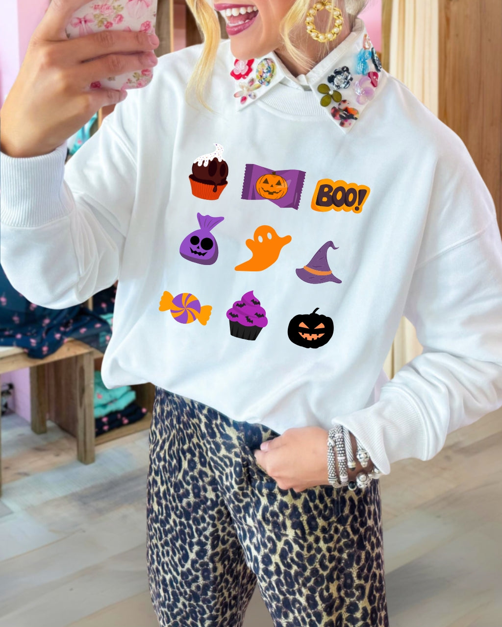 Playful Halloween Icons Pullover