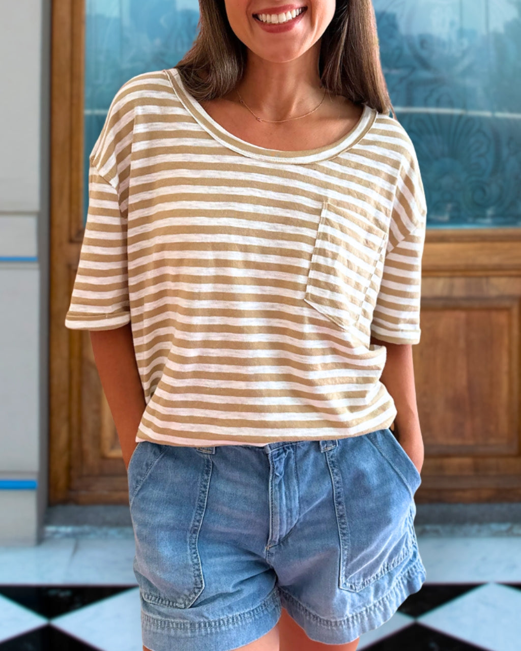 Relaxed Stripe Pocket Tee
