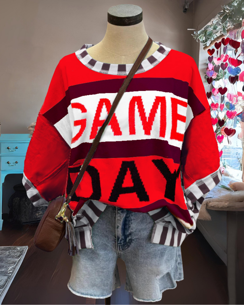 Game Day Striped Trim T-shirt
