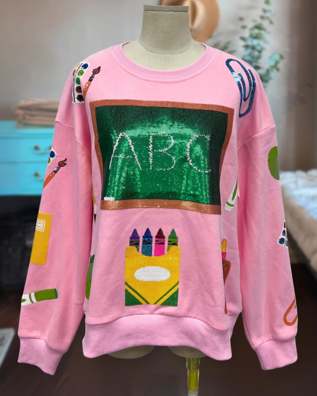 School Themed Sequin Pullover