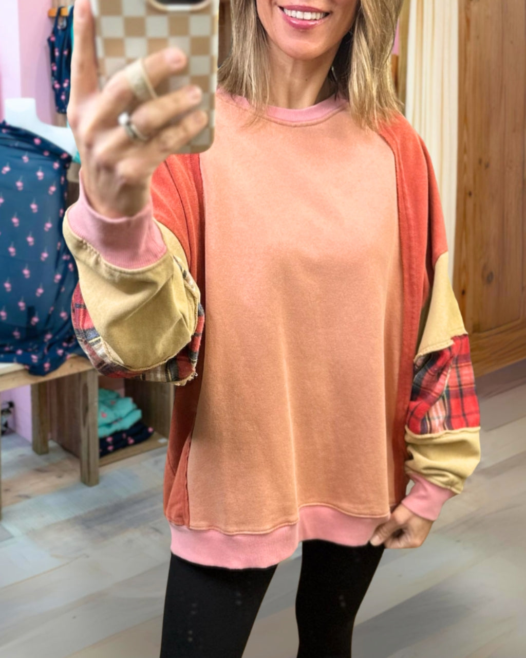 Vintage Plaid Clash Crewneck