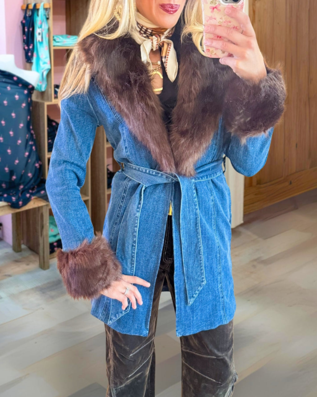 Trendy Fur Collar Denim Jacket