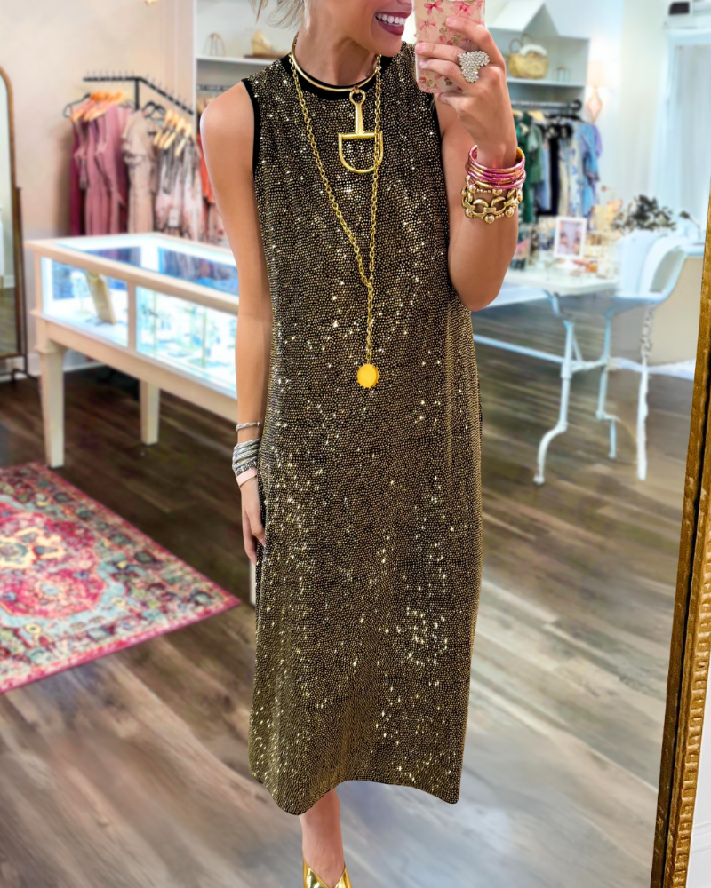 Chic Retro Sequin Midi Dress