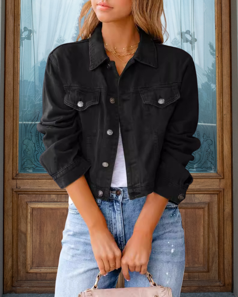 Trendy Cropped Denim Jacket